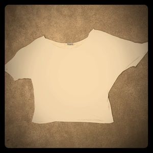 Cute white, flowy top with short oversized sleeves